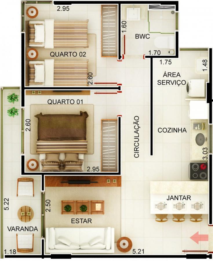 Apartamento à venda com 2 quartos, 48m² - Foto 1